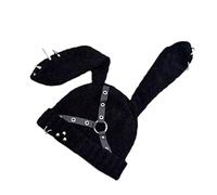 Dark Series Chapeau avec oreilles de lapin pour adolescente fille années 2000 Cosplay Chapeau d'hiver chaud Chapeau de rue en plein air Chapeau Punk Couvre-chef Cosplay Anime