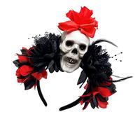 Dark Series Serre-tête de mort avec fleur pour fêtes à thème et Halloween
