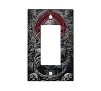 Dark Sorcerer Plaque de protection pour interrupteur/prise de courant, décoration gothique rouge et noire pour Halloween, plaques murales en thermoplastique, taille standard à bascule simple