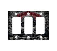 Dark Sorcerer Plaque de protection pour interrupteur/prise de courant, décoration gothique rouge et noire pour Halloween, plaques murales thermoplastique, taille standard 3 interrupteurs