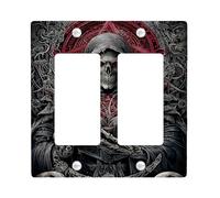Dark Sorcerer Plaque de protection pour interrupteur/prise de courant, décoration gothique rouge et noire pour Halloween, plaques murales en thermoplastique, taille standard, double bascule