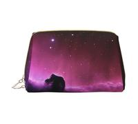 Dark Star Sky Trousse de maquillage à main en cuir avec fermeture éclair pour articles divers, blanc, Taille unique