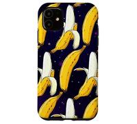 Dark Starry Skies Galaxy Black Kitschy Art Bananes in Space Coque pour iPhone 11