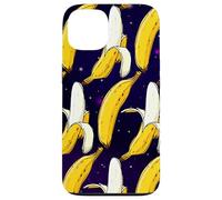 Dark Starry Skies Galaxy Black Kitschy Art Bananes in Space Coque pour iPhone 13
