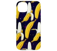 Dark Starry Skies Galaxy Black Kitschy Art Bananes in Space Coque pour iPhone 14 Plus