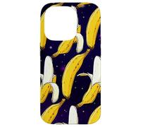 Dark Starry Skies Galaxy Black Kitschy Art Bananes in Space Coque pour iPhone 14 Pro