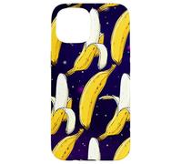 Dark Starry Skies Galaxy Black Kitschy Art Bananes in Space Coque pour iPhone 15