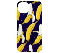 Dark Starry Skies Galaxy Black Kitschy Art Bananes in Space Coque pour iPhone 15 Plus