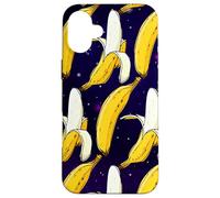 Dark Starry Skies Galaxy Black Kitschy Art Bananes in Space Coque pour iPhone 16 Plus