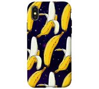 Dark Starry Skies Galaxy Black Kitschy Art Bananes in Space Coque pour iPhone X/XS