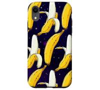 Dark Starry Skies Galaxy Black Kitschy Art Bananes in Space Coque pour iPhone XR