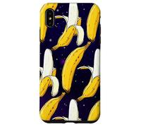 Dark Starry Skies Galaxy Black Kitschy Art Bananes in Space Coque pour iPhone XS Max