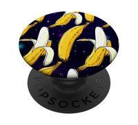 Dark Starry Skies Galaxy Black Kitschy Art Bananes in Space PopSockets PopGrip Adhésif
