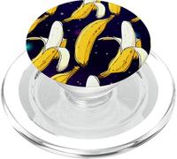 Dark Starry Skies Galaxy Black Kitschy Art Bananes in Space PopSockets PopGrip pour MagSafe
