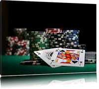 Dark Table de poker avec des cartes à Las Vegas Format: toile 60x40auf, d'immenses photos XXL complètement encadrées avec civière, l'art impression sur murale avec cadre, moins cher que la peinture ou la peinture à l'huile, aucune affiche ou un poster