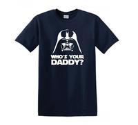 Dark Vador Who's Your Daddy? Dark Side Jedi T-shirt en coton épais, bleu marine, M