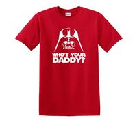 Dark Vador Who's Your Daddy? Dark Side Jedi T-shirt en coton épais, Rouge, M