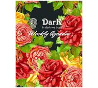 Dark Weekly Agenda: Black And White Agenda With Weekly Planners, Draw Pages, Notes, Fitness Workout Planner, Travel Planner, Meal Planner, Contacts, Chores And Money Planner