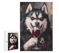 Dark Wolf with Red Wine Glass Puzzle 1000 Pièces Educa Jouet en Bois Cadeau Unique Décoration Intérieure Jeu Éducatif Challenge Toy Adultes Et Enfants À Partir De 14 Ans 1000 PCS