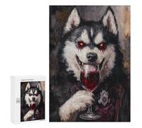 Dark Wolf with Red Wine Glass Puzzle 1000 Pièces Educa Jouet en Bois Cadeau Unique Décoration Intérieure Jeu Éducatif Challenge Toy Adultes Et Enfants À Partir De 14 Ans 300 PCS