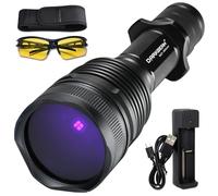 DARKBEAM Lampe de poche UV 365 nm Lumière noire - Lampe en bois 20 W haute puissance rechargeable avec filtre - Détecteur d'urine et de fuite d'animaux domestiques, recherche de roches/scorpions