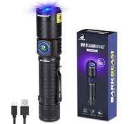 DARKBEAM Lampe de poche UV 365 nm, lumière noire, lampes de poche LED ultraviolettes, lampe en bois rechargeable USB-C rechargeable, résistante à l'eau pour la vérification des billets de banque et