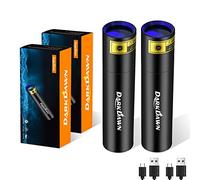 DARKBEAM Lampe de poche UV 365nm Lampe à bois USB rechargeable Lampe noire LED Lumière ultraviolette, Détecteur d'urine d'animaux domestiques,de taches,de verre d'uranium,d'argent,Ambre 370nm,2 pcs