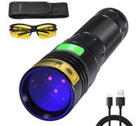 DARKBEAM lampe de poche UV 365nm lumière noire haute puissance 3 LED USB - C rechargeable, 20W UV avec filtre, urine pour animaux de compagnie, facture, Roche, détecteur de scorpion, résine durcie