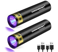 DARKBEAM Lampe de poche UV Lumière noire 395 NM, Mini mais puissant USB-C rechargeable, Lampes de poche ultraviolettes pour l'urine de chien de compagnie, durcissement de résine, 2 paquets