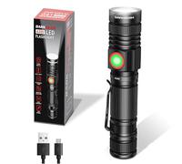 DARKBEAM Lampe Torche LED Rechargeable USB 2000 Haute Lumens | Petites et Lumineuses Lampes de poche, Focus Réglable Résistant à l’eau Lumière Blanche Portable Pour Camping