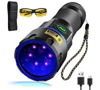DARKBEAM Lampe Torche UV 365 nm Lumière Noire [6xLED], Lampes de Poche | Puissante 60W USB -C Rechargeable, Lampe Wood Ultraviolette Détecteur pour d'Urine, Roche, Résine Durcissante