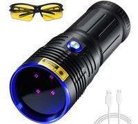 DARKBEAM Lampe Torche UV 365nm Blacklight LED Lumière noire ultraviolette, Lampe de poche puissante USB rechargeable 50W, Lampe de Wood Détecteur d'urine, Minéraux, Fuite détection, Résin