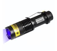 DARKBEAM Lampe Torche UV 365nm Lumière Noire Mini Lampe de poche, Mini Lampe de Wood LED ultraviolettes focale réglable Détecteur d'urine pour animaux pour ambre, identification de fichier, résine