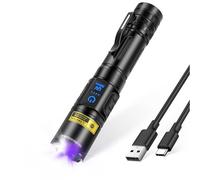 DARKBEAM Lampe Torche UV 395 nm Lumière Noire, Lampes de Poche de Camping LED Puissante USB Rechargeable, Lampe Wood Ultraviolette Détecteur pour d'Urine, Ambré, Verre d'Uranium, Résine Durcissante