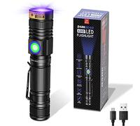 DARKBEAM Lampe Torche UV Lamp Lumière Noire 365nm rechargeable Lampe de Wood Ultraviolette, Portable Mini LED avec clip, Détecteur d'urine de chat, ambré, verre d'uranium, résine