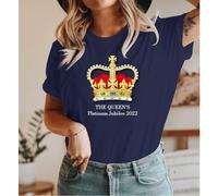 (DarkBlue,4XL)The Queens Platinum Jubilee Celibration Tshirt Union Jack avec Crown Shirt T