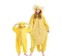DarkCom Axolotl doré Onesie pour Enfants et Adultes,Vêtements de Nuit Combinaison Parent-Enfant Cosplay Animal Halloween Kigurumi Costume Pyjama de Noël 10-11 Years