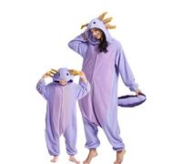 DarkCom Axolotl Violet Onesie pour Enfants et Adultes,Vêtements de Nuit Combinaison Parent-Enfant Cosplay Animal Halloween Kigurumi Costume Pyjama de Noël 6-7 Years