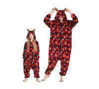 DarkCom Cerf de Noël Onesie pour Enfants et Adultes,Vêtements de Nuit Combinaison Parent-Enfant Cosplay Animal Halloween Kigurumi Costume Pyjama de Noël 12-13 Years