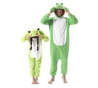 DarkCom Grenouille Onesie pour Enfants et Adultes,Vêtements de Nuit Combinaison Parent-Enfant Cosplay Animal Halloween Kigurumi Costume Pyjama de Noël 10-11 Years