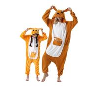 DarkCom Kangourou Onesie pour Enfants et Adultes,Vêtements de Nuit Combinaison Parent-Enfant Cosplay Animal Halloween Kigurumi Costume Pyjama de Noël 10-11 Years