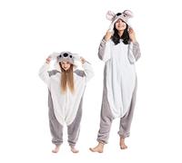 DarkCom Koala Gris Onesie pour Enfants et Adultes,Vêtements de Nuit Combinaison Parent-Enfant Cosplay Animal Halloween Kigurumi Costume Pyjama de Noël 8-9 Years