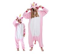 DarkCom Licorne Rose Onesie pour Enfants et Adultes,Vêtements de Nuit Combinaison Parent-Enfant Cosplay Animal Halloween Kigurumi Costume Pyjama de Noël 4-5 T
