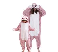 DarkCom Paresseux Rose Onesie pour Enfants et Adultes,Vêtements de Nuit Combinaison Parent-Enfant Cosplay Animal Halloween Kigurumi Costume Pyjama de Noël 10-11 Years