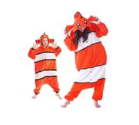 DarkCom Poisson Clown Onesie pour Enfants et Adultes,Vêtements de Nuit Combinaison Parent-Enfant Cosplay Animal Halloween Kigurumi Costume Pyjama de Noël 10-11 Years