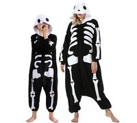 DarkCom Squelette Onesie pour Enfants et Adultes,Vêtements de Nuit Combinaison Parent-Enfant Cosplay Animal Halloween Kigurumi Costume Pyjama de Noël L