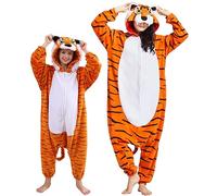 DarkCom Tigre Onesie pour Enfants et Adultes,Vêtements de Nuit Combinaison Parent-Enfant Cosplay Animal Halloween Kigurumi Costume Pyjama de Noël 8-9 Years