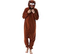 DarkCom Unisexe Adulte Cosplay Ours Brun Animal Onesie Kigurumi Costume Une pièce Pyjama vêtements de Nuit Combinaison XL