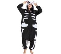 DarkCom Unisexe Adulte Cosplay Squelette Chat Animal Onesie Kigurumi Costume Une pièce Pyjama vêtements de Nuit Combinaison M