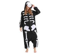 DarkCom Unisexe Adulte Cosplay Squelette De Dinosaure Animal Onesie Kigurumi Costume Une pièce Pyjama vêtements de Nuit Combinaison M